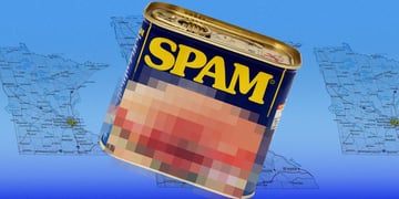 Can of Spam overlayed over the map of Minnesota