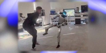 unitree robot hits human trainer in the balls