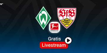 Werder Bremen vs. Stuttgart, Team Logos, Bundesliga Logo, blauer Hintergrund