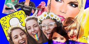 Snapchat logo, old photos from 2016