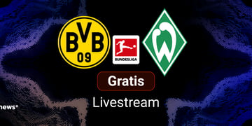 Borussia Dortmund vs. Werder Bremen, Team Logos, blauer Hintergrund