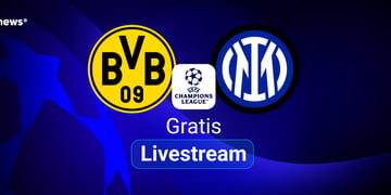 Dortmund - Inter, Team Logos, blauer Hintergrund