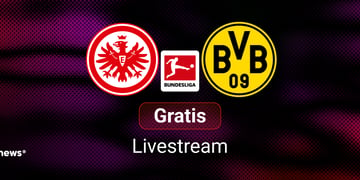 Eintracht Frankfurt vs. Borussia Dortmund, Team Logos, blauer Hintergrund