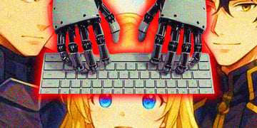 Image showing robot hands on a keyboard and anime characters
