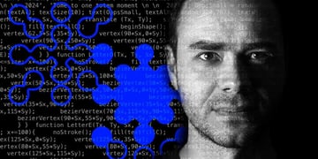 Scientist Andrej Karpathy and lines of code on the background