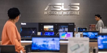 Asus logo in an electronics shop
