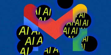 Gmail logo and black bubbles with letters "AI" in them