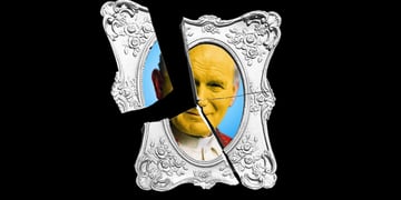 Picture of Pope John Paul II photo showing his face in yellow, altered by Grok