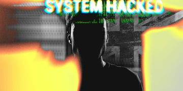 An unidentified hacker with British flag on the background
