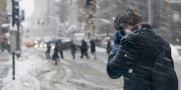 Person in a snow storm