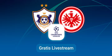 qarabag vs eintracht frankfurt, team logos, blue background