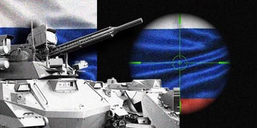 A thank and Russian flag as a target