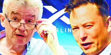 Ryanair CEO Michael O'Leary and Starlink boss Elon Musk