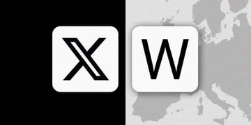 Divided image showing X logo on one side and the letter W on another side