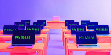 a classroom filled with monitors