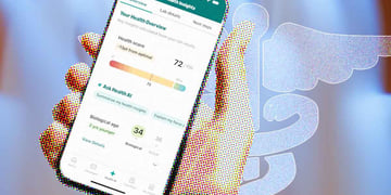 A hand holding the Amazon health setup on a smartphone.