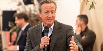 UK former prime minister David Cameron speaking