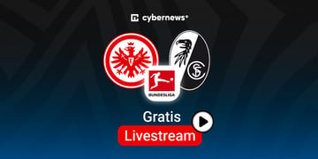 eintracht frankfurt vs sc freiburg, tean logos, blauer hintergrund