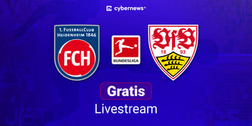 heidenheim vfbstuttgart, team logos, blauer hintergrund