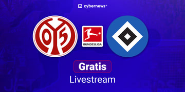 mainz05 hamburgersv, team logos, blauer hintergrund