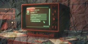 A retro computer with AI deciding a nuclear dilemma.