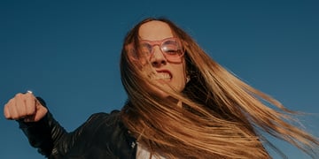 young woman with glasses