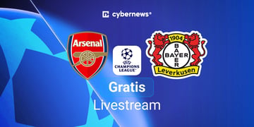 Arsenal vs. Leverkusen, Team Logos, blauer Hintergrund