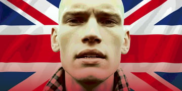 AI-generated rapper Danny Bones, English flag on the background