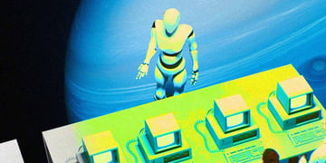 A robot-teacher and computers in a classroom