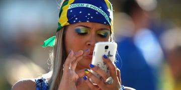 Brazilian woman using smartphone