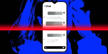 A smartphone with private messages, a child's face behind it