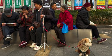 Elderly people sit and rest in Chongqing, China