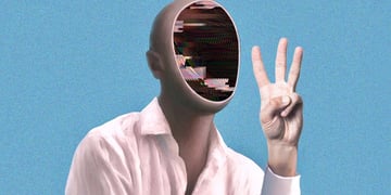 A robot with a raised human-like hand showing three fingers