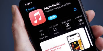 The Apple Music application for download in the Apple App store on a smartphone