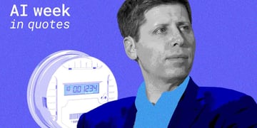 OpenAI CEO Sam Altman and electricity meter, words "AI week in quotes"