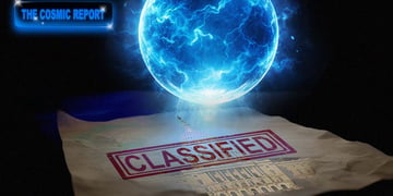 An orb shining above a classified report with a Congress watermark on it.