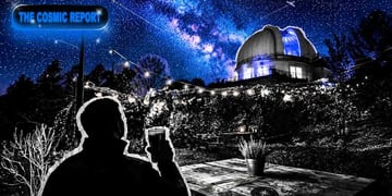 A star observer drinking a pint in a silhouetted pub garden.