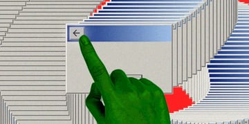 A green hand clicking the back arrow on multiple tabs on a browser.
