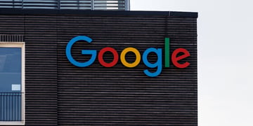 The Google logo and lettering can be seen on the façade of the company's Munich headquarters