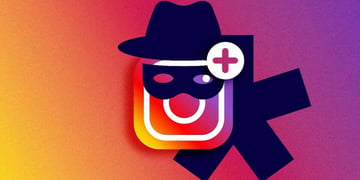 Instagram logo with a black hat and mask covering half of the face