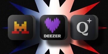 The logos of French digital platforms Le Chat, Deezer, and Qwant