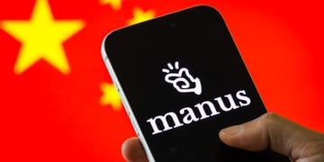 manus white sign, logo on black smartphone screen, chinaflag