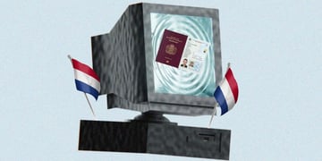 a monitor that has a netherlands id passport on it