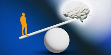 Balancing scales with a human on the one end and the brain on another