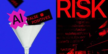 A split-screen of AI and the risks involved.