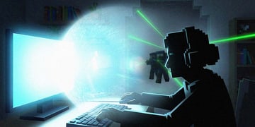 A silhouette of a grandmother with a SWAT crew coming in, Minecraft style.
