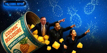Burlison, Tyson, and Ocasio-Cortez emerging from a can of pineapple chunks in the cosmos.