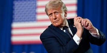 donald trump, dance moves, blurry USA flag, red and white stripes, white stars, 