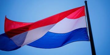 The flag of the Netherlands is waving in the wind on March 06, 2026 in Berlin, Germany