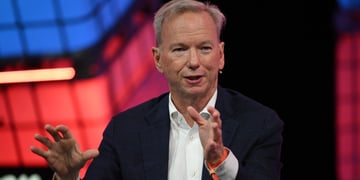 Eric Schmidt, former Google CEO and founder of Schmidt Futures, on stage
